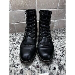 Justin McLean Women's Lace Up Roper Boots Black  Women's  Size 3 1/2
